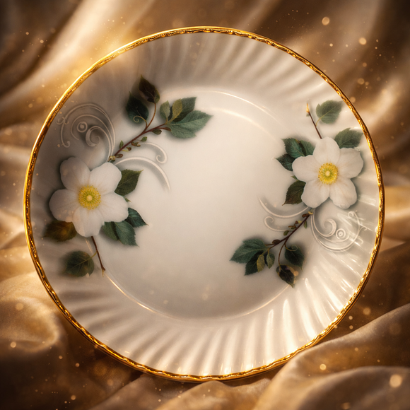 Comfy Homes Round Melamine 41 Pcs Dinner Set | 6 Dinner Plates, 6 Small Plates, 1 Serving Tray, 3 Big Serving Bowls with Lid, 12 Small Bowls, 6 Spoons, 4 Serving Spoons (White Blossom)