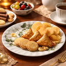 Comfy Homes Round Melamine 41 Pcs Dinner Set | 6 Dinner Plates, 6 Small Plates, 1 Serving Tray, 3 Big Serving Bowls with Lid, 12 Small Bowls, 6 Spoons, 4 Serving Spoons (White Blossom)-3