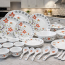 Comfy Homes Round Melamine 41 Pcs Dinner Set | 6 Dinner Plates, 6 Small Plates, 1 Serving Tray, 3 Big Serving Bowls with Lid, 12 Small Bowls, 6 Spoons, 4 Serving Spoons (Orange Blossom)-7