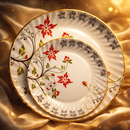 Comfy Homes Round Melamine 41 Pcs Dinner Set | 6 Dinner Plates, 6 Small Plates, 1 Serving Tray, 3 Big Serving Bowls with Lid, 12 Small Bowls, 6 Spoons, 4 Serving Spoons (Orange Blossom)-3