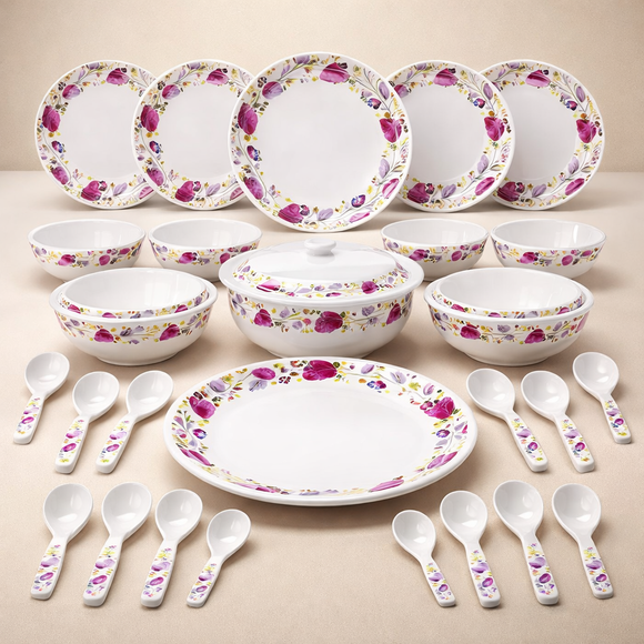 Design Your Own Elegant Dinnerware Collection | Comfy Homes Custom Melamine Dining Set (Colourful Garden)