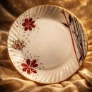 Comfy Homes Round Melamine 41 Pcs Floral Dinner Set | 6 Dinner Plates, 6 Small Plates, 1 Serving Tray, 3 Big Serving Bowls with Lid, 12 Small Bowls, 6 Spoons, 4 Serving Spoons (Blackkish Red Flora)-8