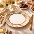 Comfy Homes Round Melamine 41 Pcs Dinner Set | 6 Dinner Plates, 6 Small Plates, 1 Serving Tray, 3 Big Serving Bowls with Lid, 12 Small Bowls, 6 Spoons, 4 Serving Spoons (Jasmine Glow)-6