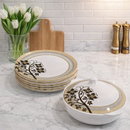 Comfy Homes 41 Pcs Melamine Dinner Set | Round Design with Dinner Plates, Small Plates, Serving Tray, Bowls with Lid, Spoons & Serving Spoons | Unbreakable & Lightweight Dinnerware (Majestic Highness)-10