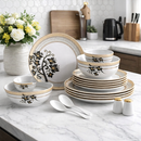 Comfy Homes 41 Pcs Melamine Dinner Set | Round Design with Dinner Plates, Small Plates, Serving Tray, Bowls with Lid, Spoons & Serving Spoons | Unbreakable & Lightweight Dinnerware (Majestic Highness)-3