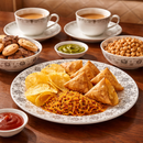 Comfy Homes Round Melamine 41 Pcs Floral Dinner Set | 6 Dinner Plates, 6 Small Plates, 1 Serving Tray, 3 Big Serving Bowls with Lid, 12 Small Bowls, 6 Spoons, 4 Serving Spoons (Royal Black)-6