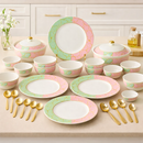 Comfy Homes Round Melamine 41 Pcs Dinner Set | 6 Dinner Plates, 6 Small Plates, 1 Serving Tray, 3 Big Serving Bowls with Lid, 12 Small Bowls, 6 Spoons, 4 Serving Spoons (The Nawabi Series)-9