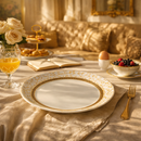 Comfy Homes Pure Melamine Round Dinner Set | 6 Dinner Plates, 6 Small Plates, 1 Serving Tray, 3 Big Serving Bowls with Lid, 12 Small Bowls, 6 Spoons, 4 Serving Spoons (SonaPatra)-5