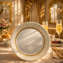 Comfy Homes Pure Melamine Round Dinner Set | 6 Dinner Plates, 6 Small Plates, 1 Serving Tray, 3 Big Serving Bowls with Lid, 12 Small Bowls, 6 Spoons, 4 Serving Spoons (SonaPatra)-9