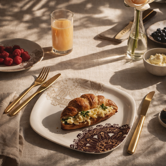 Comfy Homes 41 Pcs Melamine Dinner Set | Square Design with Dinner Plates, Small Plates, Serving Tray, Bowls with Lids, Spoons & Serving Spoons | Unbreakable & Lightweight Dinnerware (Purple Regalia)