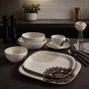 Comfy Homes 41 Pcs Melamine Dinner Set | Square Design with Dinner Plates, Small Plates, Serving Tray, Bowls with Lids, Spoons & Serving Spoons | Unbreakable & Lightweight Dinnerware (Purple Regalia)-5