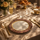 Comfy Homes 41 Pcs Melamine Dinner Set | Round Design with Dinner Plates, Small Plates, Serving Tray, Bowls with Lids, Spoons & Serving Spoons | Unbreakable & Lightweight Dinnerware (Purple Palace)-7