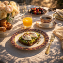 Comfy Homes 41 Pcs Melamine Dinner Set | Round Design with Dinner Plates, Small Plates, Serving Tray, Bowls with Lids, Spoons & Serving Spoons | Unbreakable & Lightweight Dinnerware (Purple Palace)-4