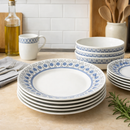 Comfy Homes 40 Pcs Melamine Dinner Set | Round Design with Dinner Plates, Small Plates, Serving Tray, Bowls with Lids, Spoons & Serving Spoons | Unbreakable & Lightweight Dinnerware (Blue Monarchy)-4