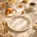 Comfy Homes Round Melamine 41 Pcs Dinner Set | 6 Dinner Plates, 6 Small Plates, 1 Serving Tray, 3 Big Serving Bowls with Lid, 12 Small Bowls, 6 Spoons, 4 Serving Spoons (Gulbahar Luxe)-5