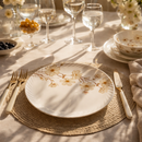 Comfy Homes Round Melamine 41 Pcs Dinner Set | 6 Dinner Plates, 6 Small Plates, 1 Serving Tray, 3 Big Serving Bowls with Lid, 12 Small Bowls, 6 Spoons, 4 Serving Spoons (Amber Grace)-4