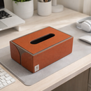 The Sovereign Collection: Premium Handcrafted Vegan Leather Tissue Box Cover (Shiny Orange)-2