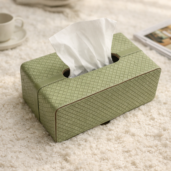 The Sovereign Collection: Premium Handcrafted Vegan Leather Tissue Box Cover (Parrot Green)