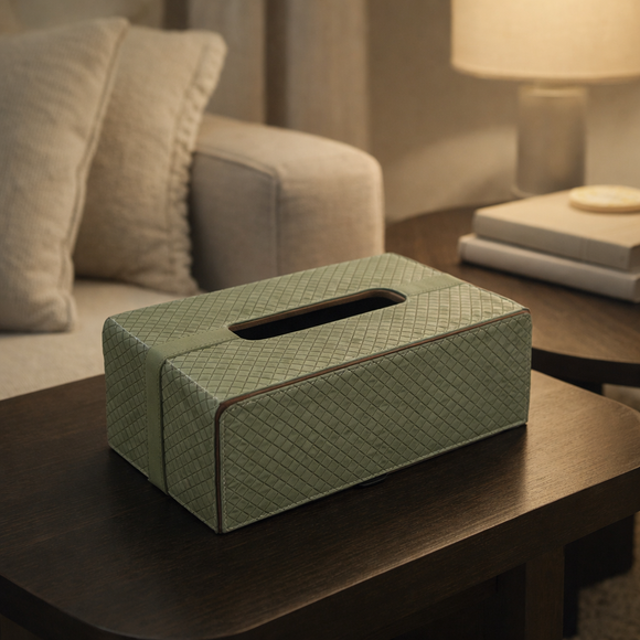 The Sovereign Collection: Premium Handcrafted Vegan Leather Tissue Box Cover (Parrot Green)