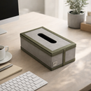 The Sovereign Collection: Premium Handcrafted Vegan Leather Tissue Box Cover (Military Green)-2