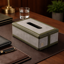 The Sovereign Collection: Premium Handcrafted Vegan Leather Tissue Box Cover (Military Green)-3