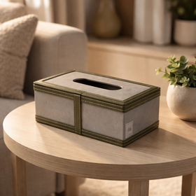 The Sovereign Collection: Premium Handcrafted Vegan Leather Tissue Box Cover (Military Green)