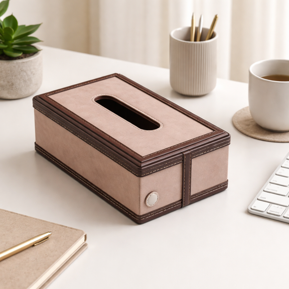 The Sovereign Collection: Premium Handcrafted Vegan Leather Tissue Box Cover (Mesmerising Pink)
