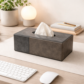 The Sovereign Collection: Premium Handcrafted Vegan Leather Tissue Box Cover (Royal Blue) - 0