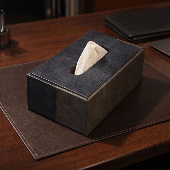The Sovereign Collection: Premium Handcrafted Vegan Leather Tissue Box Cover (Royal Blue)
