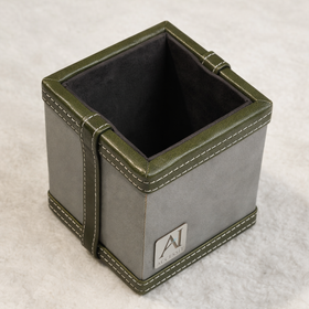 The Sovereign Collection: Classic Single-Slot Vegan Leather Pen Cup (Military Green)