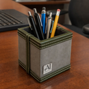 The Sovereign Collection: Classic Single-Slot Vegan Leather Pen Cup (Military Green)-3