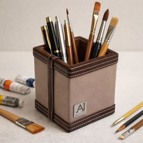 The Sovereign Collection: Classic Single-Slot Vegan Leather Pen Cup (Mesmerising Pink)