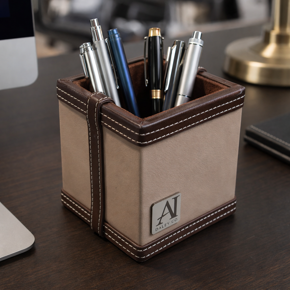 The Sovereign Collection: Classic Single-Slot Vegan Leather Pen Cup (Mesmerising Pink)