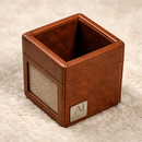 The Sovereign Collection: Classic Single-Slot Vegan Leather Pen Cup (Rusty Brown)-2