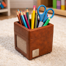 The Sovereign Collection: Classic Single-Slot Vegan Leather Pen Cup (Rusty Brown)-3