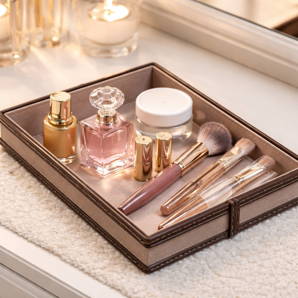 The Infinite Use Tray: Premium Handcrafted Vegan Leather Organizer (Mesmerising Pink)