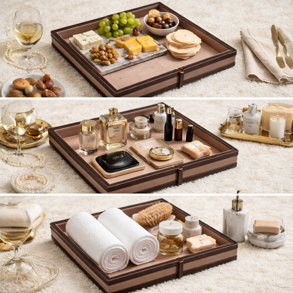 The Infinite Use Tray: Premium Handcrafted Vegan Leather Organizer (Mesmerising Pink)