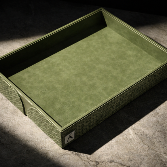 The Infinite Use Tray: Premium Handcrafted Vegan Leather Organizer (Parrot Green)