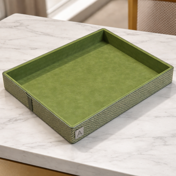 The Infinite Use Tray: Premium Handcrafted Vegan Leather Organizer (Parrot Green)