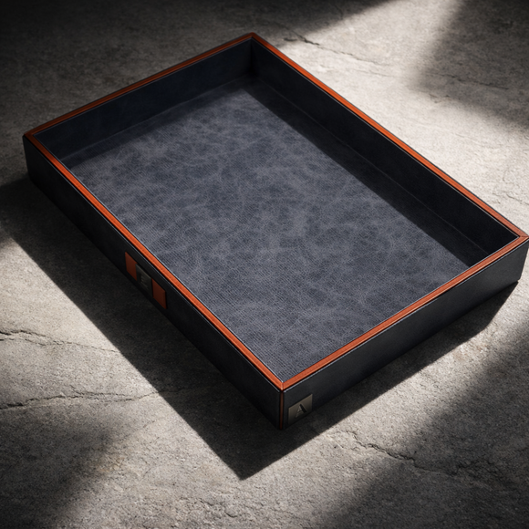 The Infinite Use Tray: Premium Handcrafted Vegan Leather Organizer (Ocean Orange)