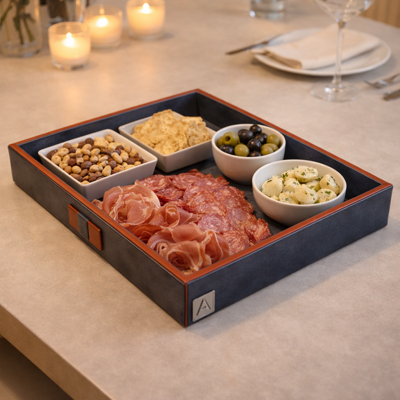 The Infinite Use Tray: Premium Handcrafted Vegan Leather Organizer (Ocean Orange)