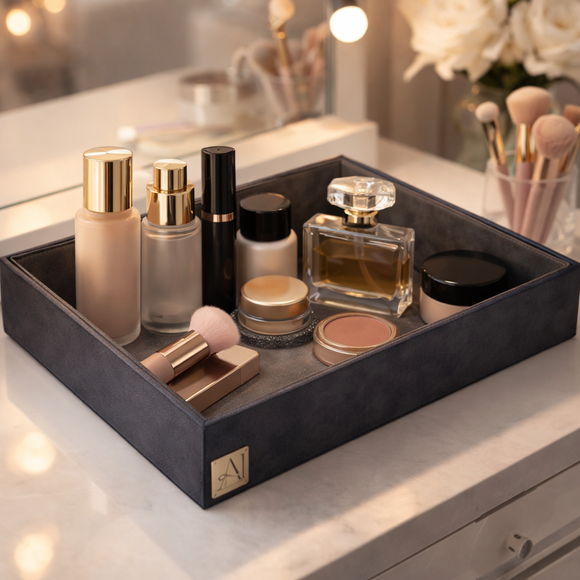 The Infinite Use Tray: Premium Handcrafted Vegan Leather Organizer (Royal Blue)