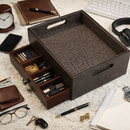 The Triad Collection: Handcrafted Vegan Leather Desk Organizer - 3 Slot (Marble Grey)-8