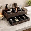 The Triad Collection: Handcrafted Vegan Leather Desk Organizer - 5 Slot (Marble Grey)-6