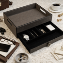 The Triad Collection: Handcrafted Vegan Leather Desk Organizer - 5 Slot (Marble Grey)-4