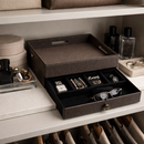 The Triad Collection: Handcrafted Vegan Leather Desk Organizer - 5 Slot (Marble Grey)-7