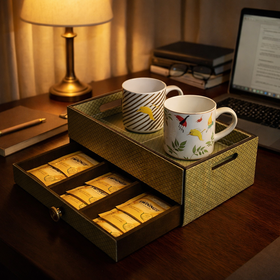 The Triad Collection: Handcrafted Vegan Leather Desk Organizer - 3 Slot (Military Green)