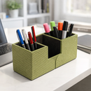 The Sovereign Multi-Tasker: Handcrafted Vegan Leather Divided Organizer Cup (Parrot Green)-4
