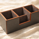 The Sovereign Multi-Tasker: Handcrafted Vegan Leather Divided Organizer Cup (Ocean Orange)-2