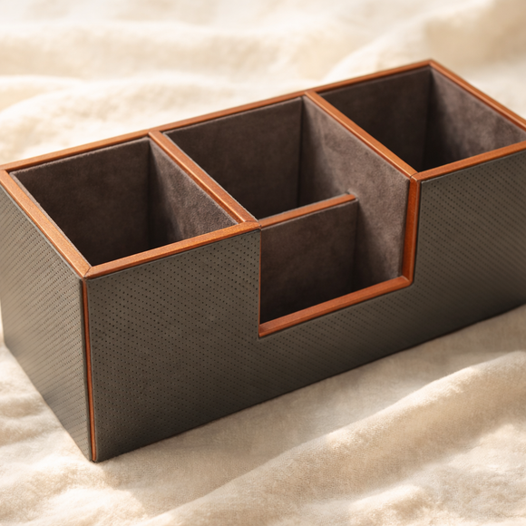 The Sovereign Multi-Tasker: Handcrafted Vegan Leather Divided Organizer Cup (Ocean Orange)